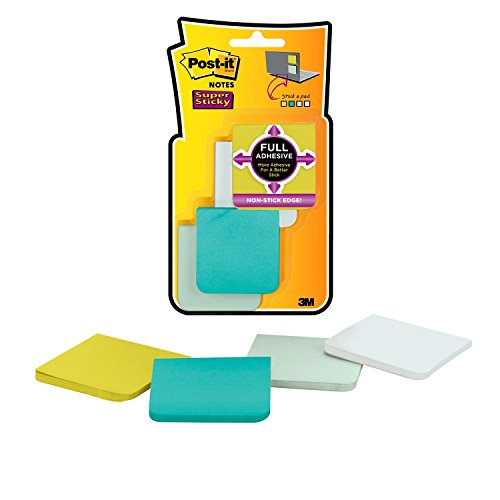Book Cover Post-it Super Sticky Full Adhesive Notes, 2x Sticking Power, 2 in x 2 in size, Bora Bora Collection, 8 pads/pack (F220-8SSFM)