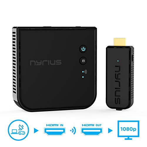 Book Cover Nyrius Aries Prime Wireless Video HDMI Transmitter & Receiver for Streaming HD 1080p 3D Video & Digital Audio from Laptop, PC, Cable, Netflix, YouTube, PS to HDTV/Projector (NPCS549)