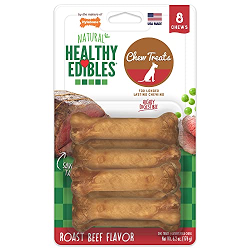 Book Cover Nylabone Healthy Edibles Roast Beef Flavor Chew Treats for Dog 8 count Roast Beef X-Small/Petite