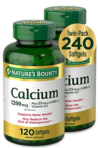 Book Cover Calcium & Vitamin D by Nature's Bounty, Immune Support & Bone Health, 1200mg Calcium & 1000IU Vitamin D3, 120 Softgels (2-Pack)