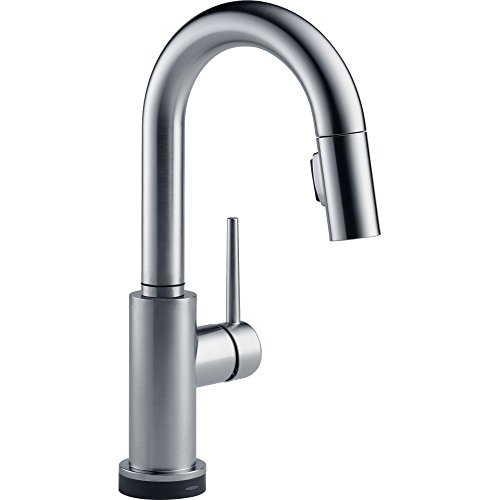 Book Cover Delta Faucet Trinsic Touch Bar Faucet Brushed Nickel, Bar Sink Faucet Single Hole, Wet Bar Faucets with Pull Down Sprayer, Prep Sink Faucet, Delta Touch2O Technology, Arctic Stainless 9959T-AR-DST