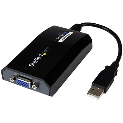 Book Cover StarTech.com USB to VGA Adapter - 1920x1200 - External Video & Graphics Card - Dual Monitor - Supports Mac & Windows and Mirror & Extend Mode (USB2VGAPRO2),Black