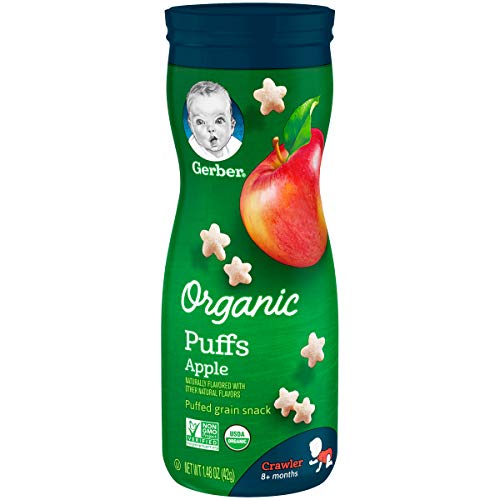 Book Cover Gerber Organic Puffs Snack, Apple, 6 Count