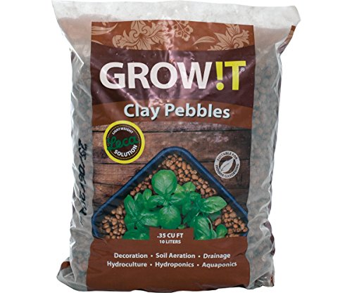 Book Cover GROW!T GMC10L - 4mm-16mm Clay Pebbles, Brown, (10 Liter Bag) - Made from 100% Natural Clay, Can be used for Drainage, Decoration, Aquaponics, Hydroponics and Other Gardening Essentials