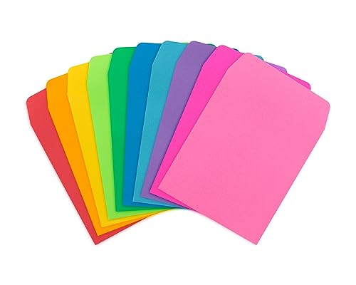 Book Cover Hygloss Products Library Card Pockets - Perfect for Classroom, Arts & Crafts & Much More - Non-Adhesive - 3.5” x 5” - 3 Each of 10 Bright Colors - Pack of 30 Pockets