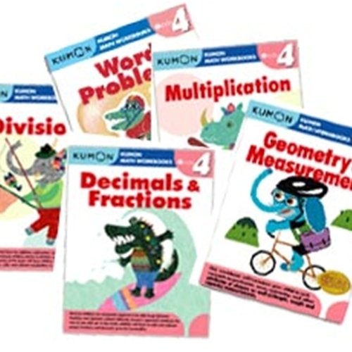 Book Cover Kumon Grade 4 Math workbooks (5 books) - Decimals & Fractions, Multiplication, Division, Geometry & Measurement and Word Problem