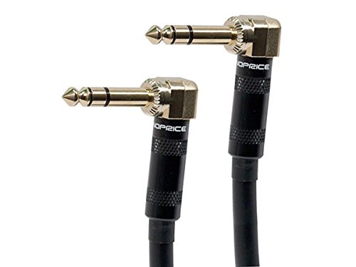 Book Cover Monoprice 6.35mm (TRS) Right Angle to Right Angle Cable Cord - 0.46M (1.5ft) - Black, 16AWG, M/M, Gold Plated Connector - Premier Series