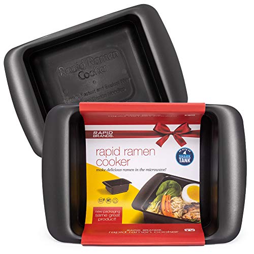 Book Cover Rapid Ramen Cooker | Microwave Ramen in 3 Minutes | Perfect for Dorm, Small Kitchen, or Office | Dishwasher-Safe, Microwaveable, BPA-Free (Black 2 Pack)