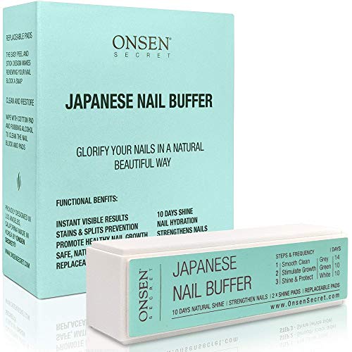 Book Cover Onsen Professional Nail Buffer, Ultimate Shine Nail Buffing Block With 3 Way Buffing Methods, Smooth & Shine After Onsen Nail Filer, Compact Purse Size Manicure Tools for Optimum Nail Care