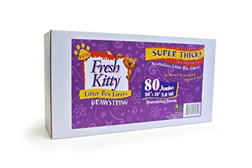 Book Cover 80 Count Fresh Kitty Litter Box Liners Super Thick, Durable, Easy Clean Up Jumbo Drawstring Scented Litter Pan Liners, Bags for Pet Cats