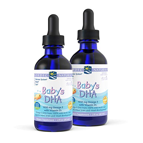 Book Cover Nordic Naturals Babyâ€™s DHA, Unflavored - 1050 mg Omega-3 + 300 IU Vitamin D3-2 oz - 2 Pack - Supports Brain, Vision & Nervous System Development in Babies - Non-GMO - 24 Servings