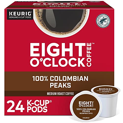 Book Cover Eight O'Clock Coffee Colombian Peaks, Single-Serve Keurig K-Cup Pods, Medium Roast Coffee, 24 Count