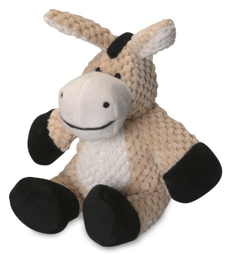 Book Cover goDog Checkers Donkey With Chew Guard Technology Tough Plush Dog Toy, Tan, Small