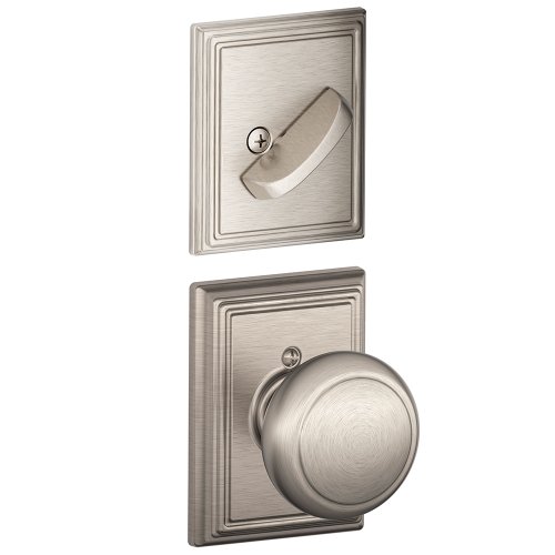 Book Cover Schlage F59 AND 619 ADD Addison Collection Andover Handleset Interior Knob, Satin Nickel (Interior Half Only)