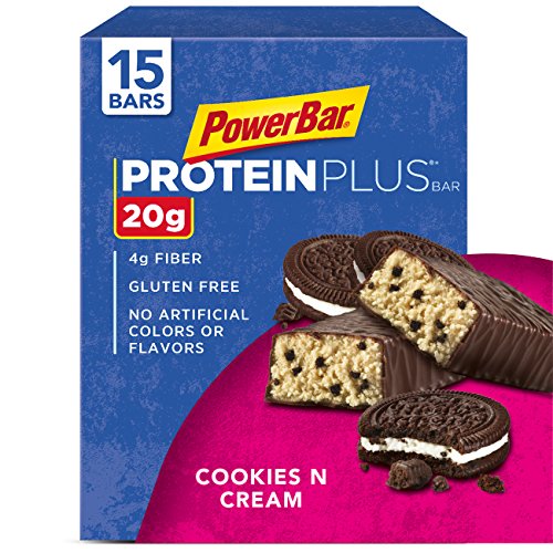 Book Cover PowerBar Protein Plus Bar, Cookies & Cream, 2.15 Ounce (Pack of 15)