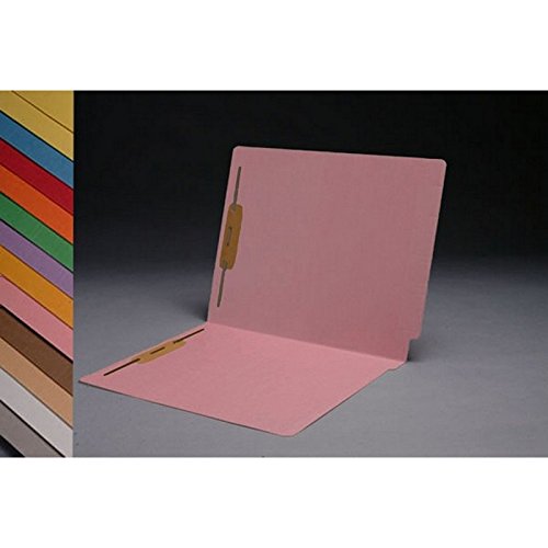 Book Cover 11pt Pink Folders, Full Cut 2-Ply END TAB, Letter Size, Fastener Pos #1 & #3 (Box of 50)