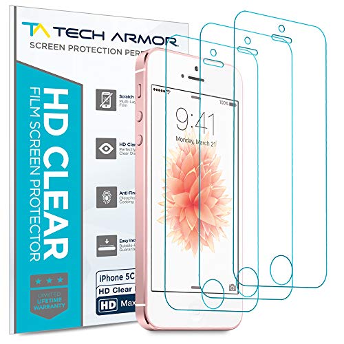 Book Cover Tech Armor High Definition Clear PET Film Screen Protector (Not Glass) for iPhone 5/5C/5S/SE (Pack of 3)