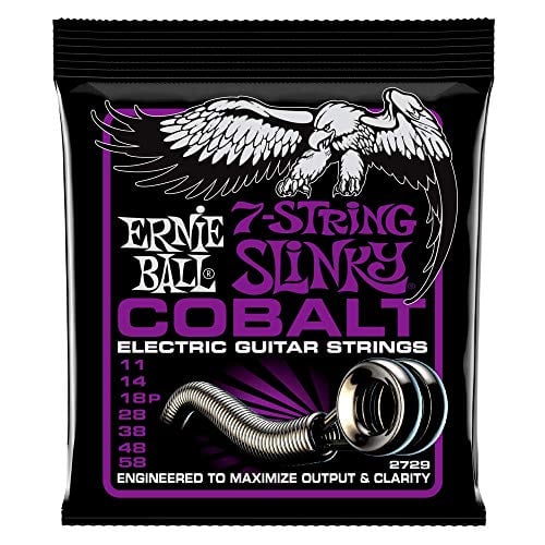 Book Cover Ernie Ball 7-String Power Slinky Cobalt Electric Guitar Strings, 11-58 Gauge (P02729)