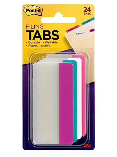 Book Cover Post-it Tabs, 3 in. Solid, Assorted Colors, Durable, Writable, Repositionable, Sticks Securely, Removes Cleanly, 6 Tabs/Color, 4 Colors, 24 Tabs/Pack, (686-PWAV3IN)