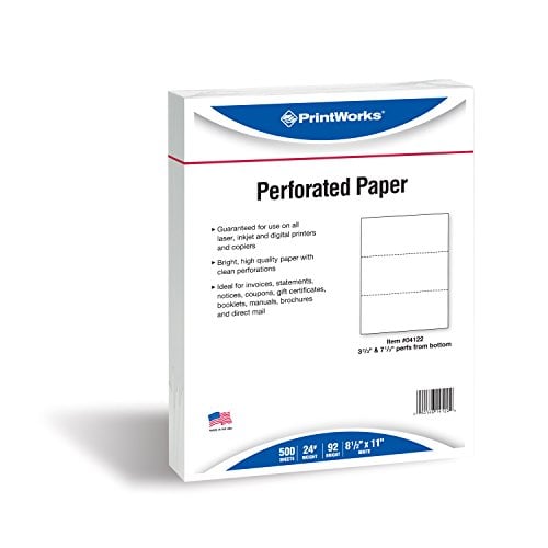 Book Cover PrintWorks Professional Paper, 8.5 x 11, 24 lb, 2 Horizontal Perfs 3.66