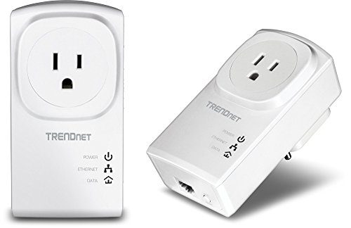 Book Cover TRENDnet Powerline 500 AV Nano Adapter Kit with Built-In Outlet, With Power Outlet Pass-Through, Includes 2 x TPL-407E Adapters, TPL-407E2K