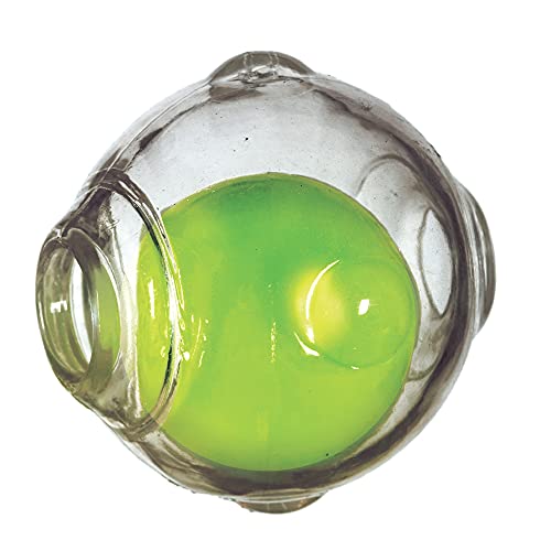 Book Cover Chase 'n Chomp Dog Amazing Squeaker Ball Toy for Pets, Clear, 3.5 Inch, All Breed Sizes