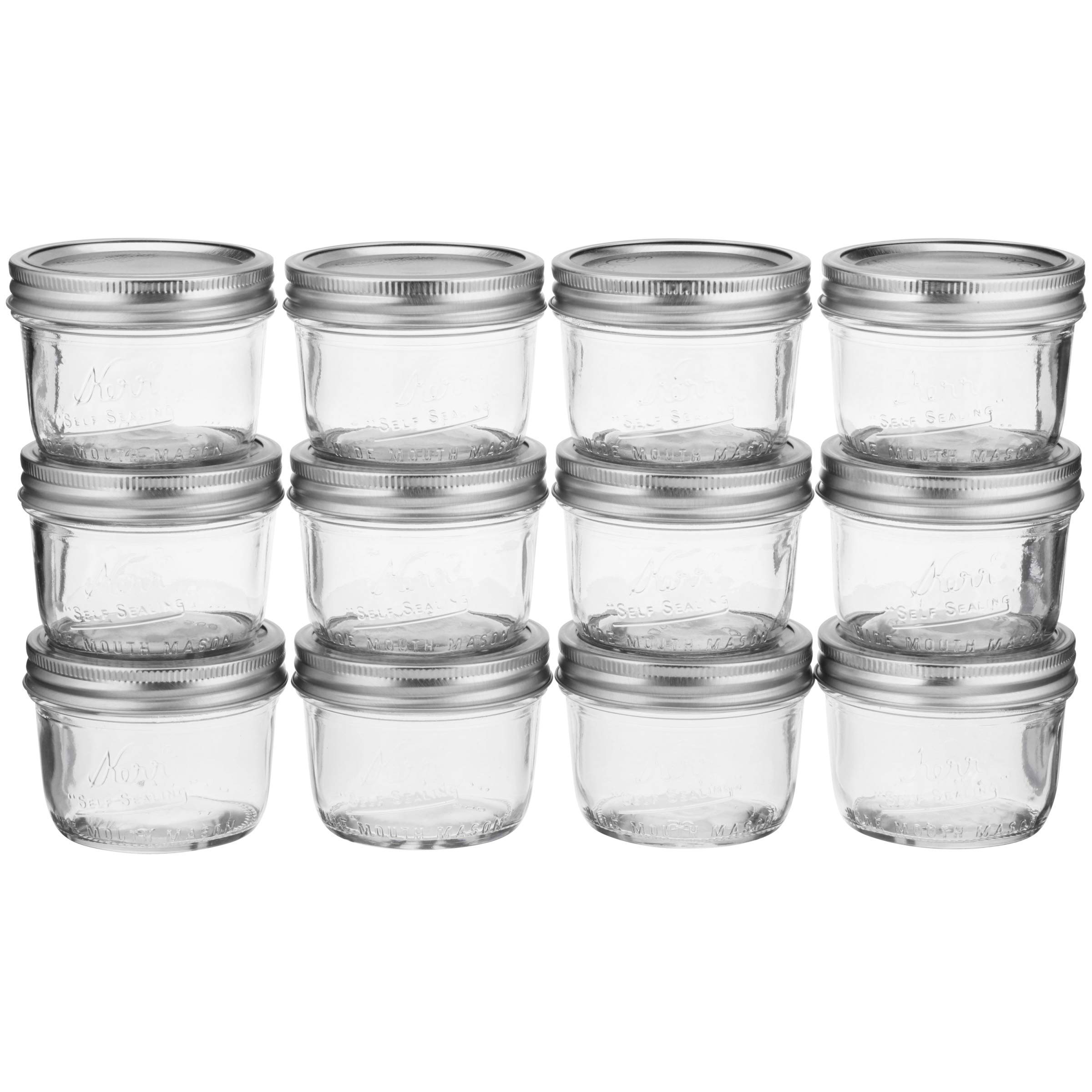 Book Cover Kerr Wide Mouth Half-Pint Glass Mason Jars 8-Ounces with Lids and Bands 12-Count per Case (1-Case)