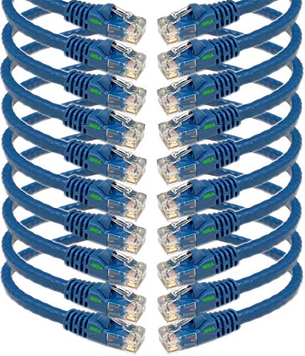Book Cover iMBAPrice 0.5 Ft (6 inch) Cat6 Ethernet Network Patch Cable RJ45 (10 Pack) Blue