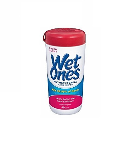 Book Cover Wet Ones Antibacterial Hands & Face Wipes Fresh Scent 40 Count Canister (Pack of 4)