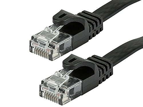 Book Cover Monoprice 0.5-Feet 30AWG Cat5e 350MHz UTP Flat Ethernet Bare Copper Network Cable, Black (109544)