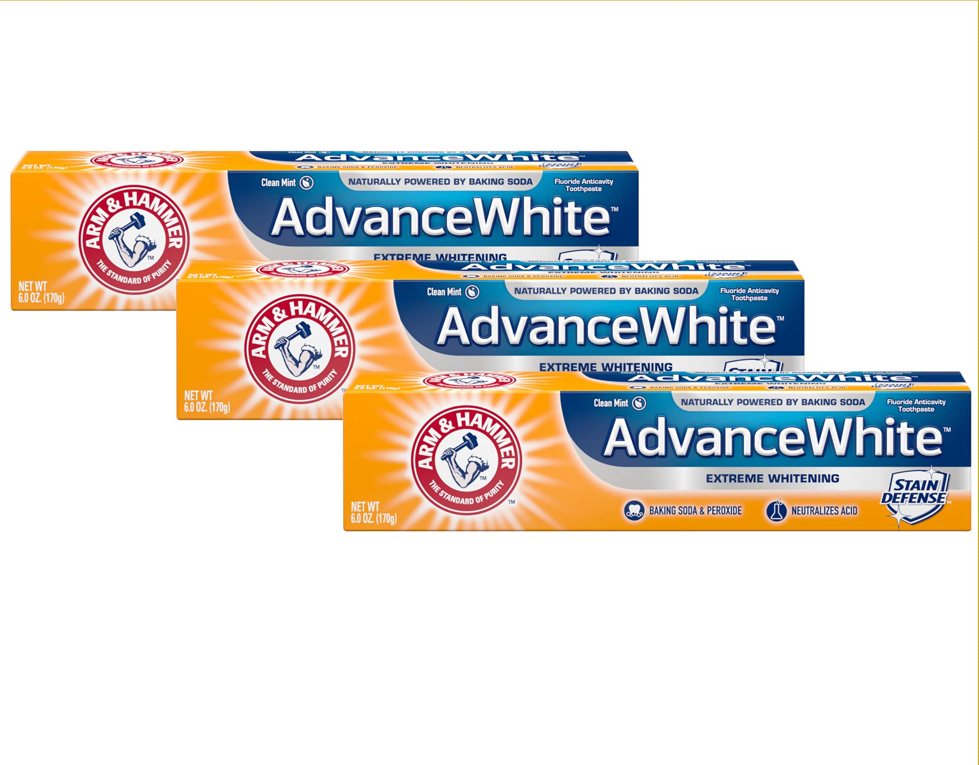 Book Cover Arm & Hammer Advance White Extreme Whitening Toothpaste, Clean Mint, 6 Ounce (Pack of 3) Mint 6 Ounce (Pack of 3)