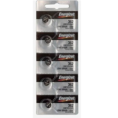 Book Cover Energizer 362-361 1.55v #362/361 Low-Drain Battery (SR721SW) Pack of 5 Batteries.