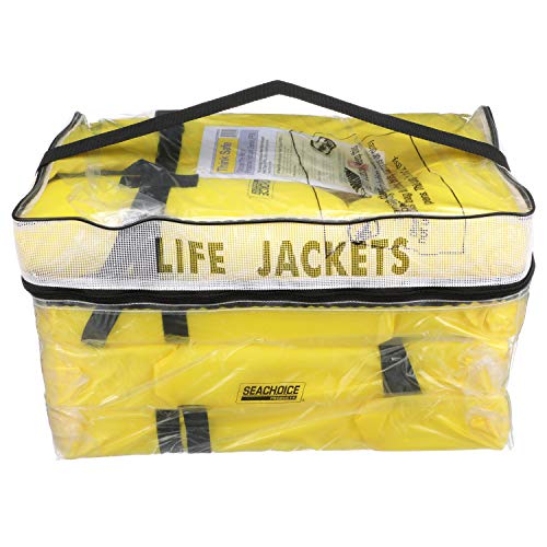 Book Cover Seachoice 86010 Life Vest, Type II Personal Flotation Device â€“ Yellow â€“ Adult â€“ 4-Pack with Bag