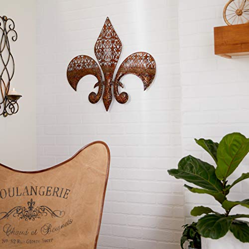 Book Cover Deco 79 Metal Fleur De Lis Wall Decor with Perforated Details, 25