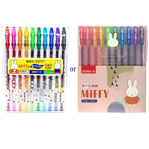 Book Cover Dong-A Miffy Bunny Gel Ink Scented Rollerball Pens, 0.5mm, 10 Color Set