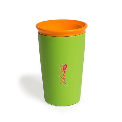 Book Cover Wow Cup for Kids Original 360 Sippy Cup, Green with Orange Lid, 9 oz