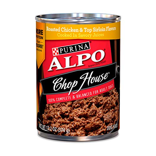 Book Cover Purina ALPO Wet Dog Food, Chop House Roasted Chicken & Top Sirloin Flavors - (12) 13.2 oz. Cans