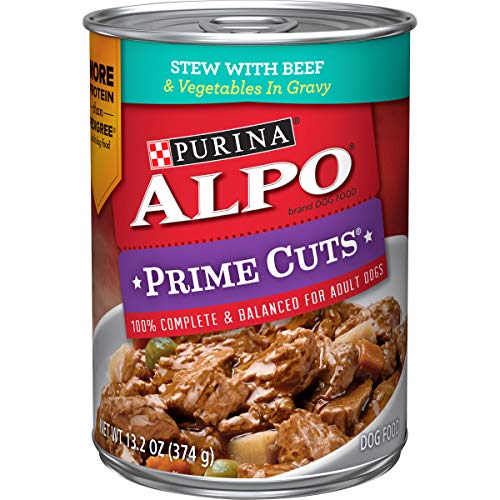 Book Cover Purina ALPO Gravy Wet Dog Food, Prime Cuts Stew With Beef & Vegetables - (12) 13.2 oz. Cans