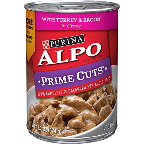 Book Cover Purina ALPO Gravy Wet Dog Food, Prime Cuts With Turkey & Bacon - (12) 13.2 oz. Cans