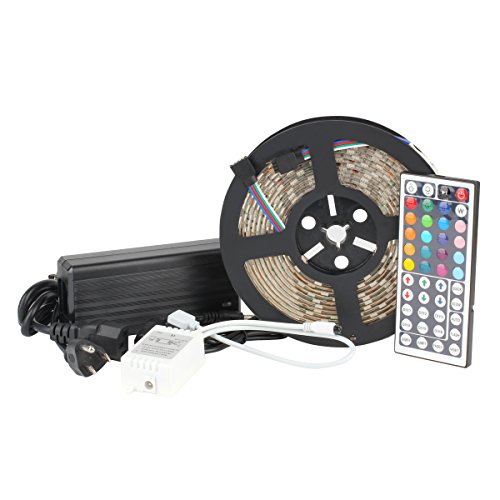 Book Cover 16.4ft 5m Waterproof Flexible Strip 300leds Color Changing RGB Smd5050 LED Light Strip Kit RGB 5m + 44key Remote+12v 5a Power Supply