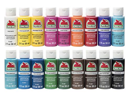 Book Cover Apple Barrel PROMOABI Matte Finish Acrylic Craft Paint Set Designed for Beginners and Artists, Non-Toxic Formula that works on All Surfaces, Assorted Colors 1, 18 Count