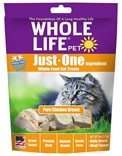 Book Cover Whole Life Pet Just One-Single Ingredient Freeze Dried Treats For Cats Pure Chicken Breast, 4Oz
