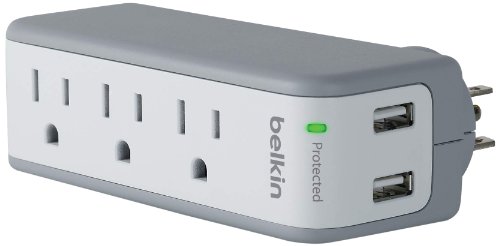 Book Cover Belkin 3-Outlet USB Surge Protector, Rotating Plug (918 Joules)