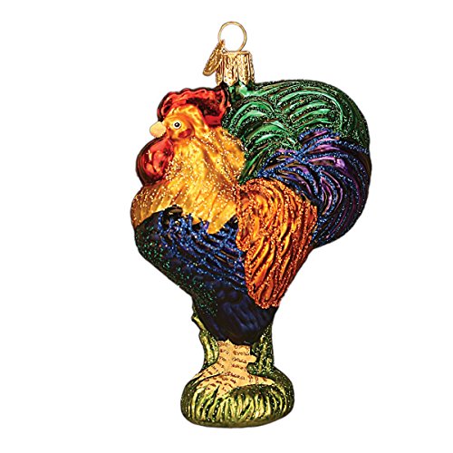 Book Cover Old World Christmas Farm Animals Glass Blown Ornaments for Christmas Tree Heirloom Rooster
