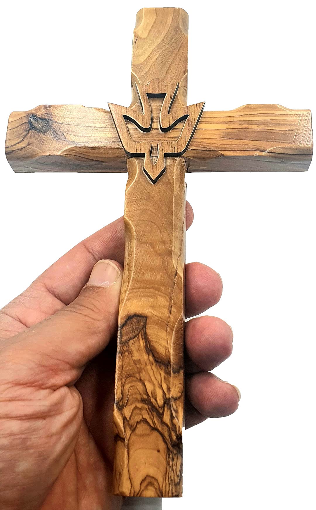 Book Cover Zuluf Wall Hanging Hand Carved Olive Wood Dove Christian Cross Jerusalem Holy Spirit & Certificate For Bedroom Kids Room Wall Decor Christmas New Year Wedding Birthday | 20cm / 7.8