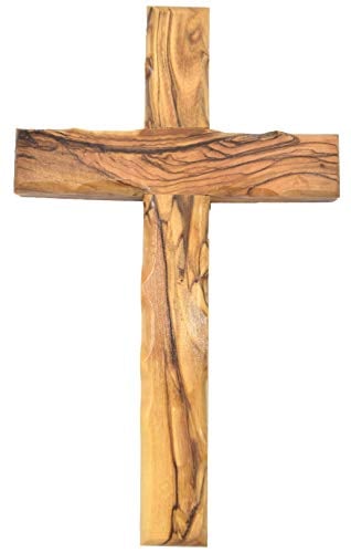 Book Cover Zuluf Wall Hanging Olive Wood Cross | Hand Carved Cross | Olivewood Christian Wall Cross With Holy Land Certificate | Ideal Gift for Home Decoration, Weddings and Home Office 20cm / 7.8