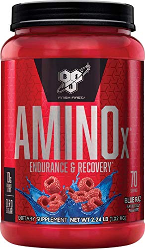 Book Cover BSN Amino X Muscle Recovery & Endurance Powder with BCAAs, 10 Grams of Amino Acids, Keto Friendly, Caffeine Free, Flavor: Blue Raspberry, 70 Servings (Packaging May Vary)