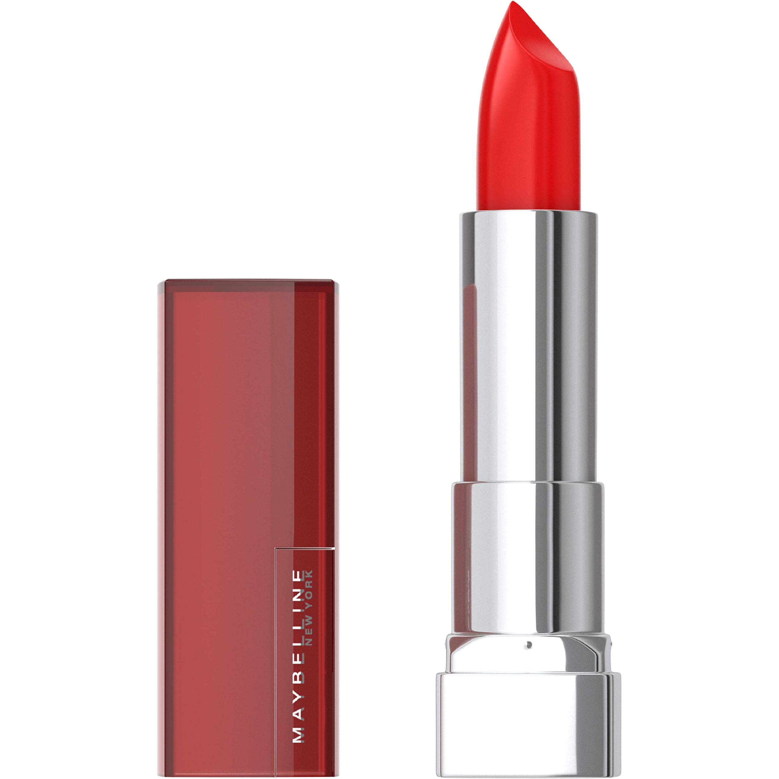 Book Cover Maybelline Color Sensational Lipstick, Lip Makeup, Cream Finish, Hydrating Lipstick, Nude, Pink, Red, Plum Lip Color, On Fire Red, 0.15 oz; (Packaging May Vary) 895 ON FIRE RED 1 Count (Pack of 1)