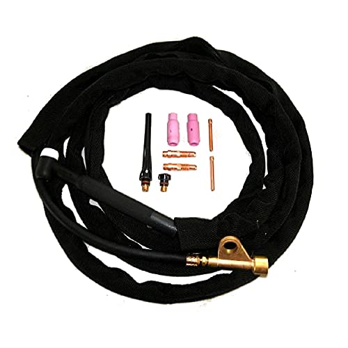 Book Cover WeldingCity 150-amp WP-17FV (Flexible Head with Gas Valve) 25-ft Power Cable Hose Air-cooled TIG Welding Torch Complete Package with Adapter 105Z57