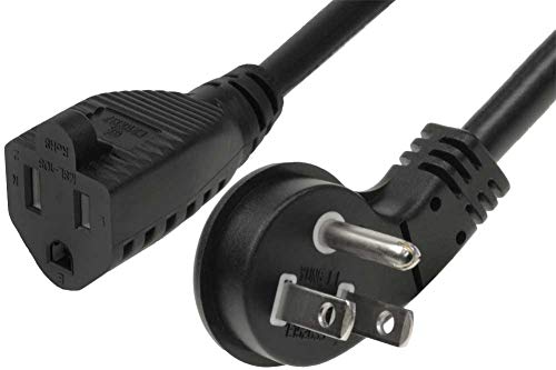 Book Cover SF Cable 1ft 16/3 AWG Ultra Low Profile NEMA 5-15P Right Angle to NEMA 5-15R Power Cord, Black